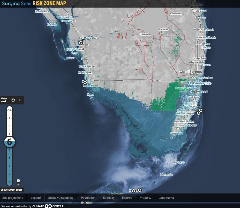As polar ice loss speeds up, Trump policies make this future for South Florida and “Miami Island” all but unstoppable. CREDIT: Climate Central