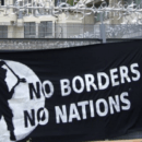 Activists protest a migrant detention center in London. (Photo: noborder.org)