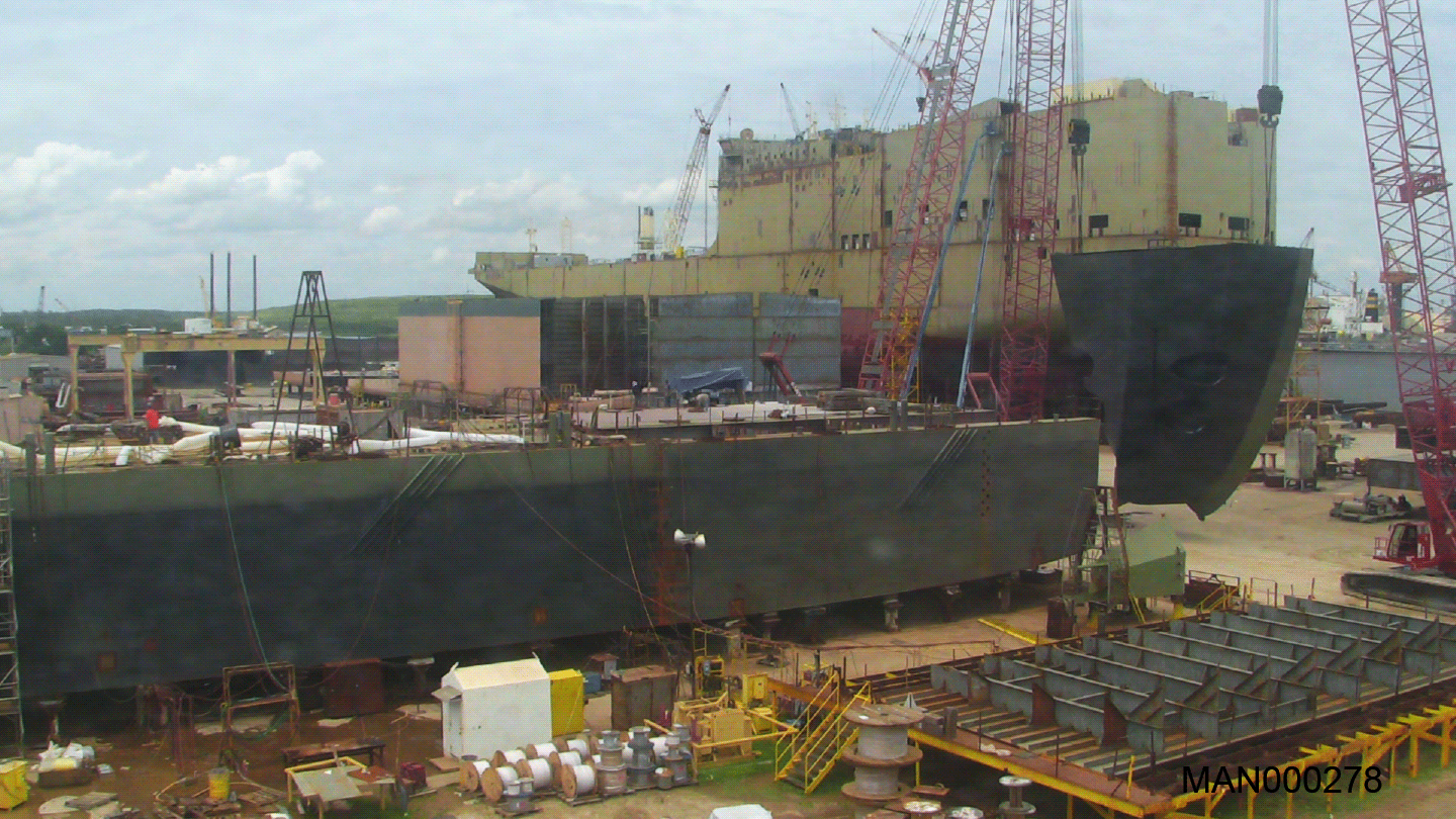 A camera captures the crane accident at VT Halter’s Pascagoula, Mississippi, shipyard that severely injured John Williams Jr., in June 2014.