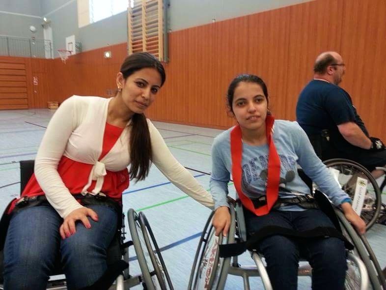 Nujeen plays wheelchair basketball in Germany in June 2016. (Nujeen Mustafa)