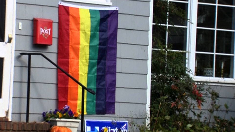 H16 rainbow flags for pence
