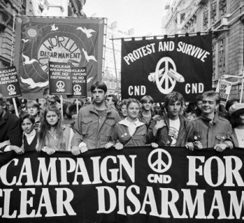 Campaign for Nuclear Disarmament in the streets of London, 1983.