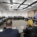 A general view at the opening of Syria peace talks with the Syrian government delegation and U.N. Syria mediator Staffan de Mistura at the United Nations in Geneva, Switzerland, April 15, 2016. REUTERS/Fabrice Coffrini/Pool